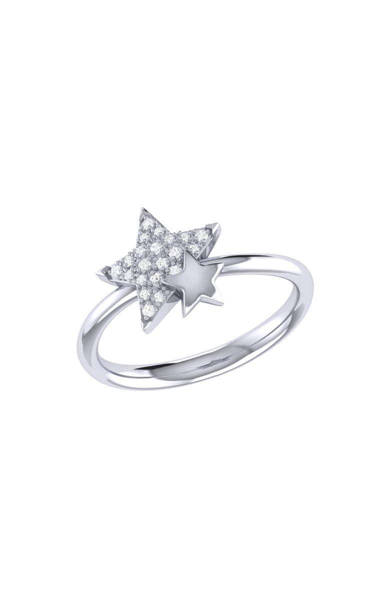 LuvMyJewelry Dazzling Starkissed Duo Sterling Silver Diamond Ring, Main, color, Silver
