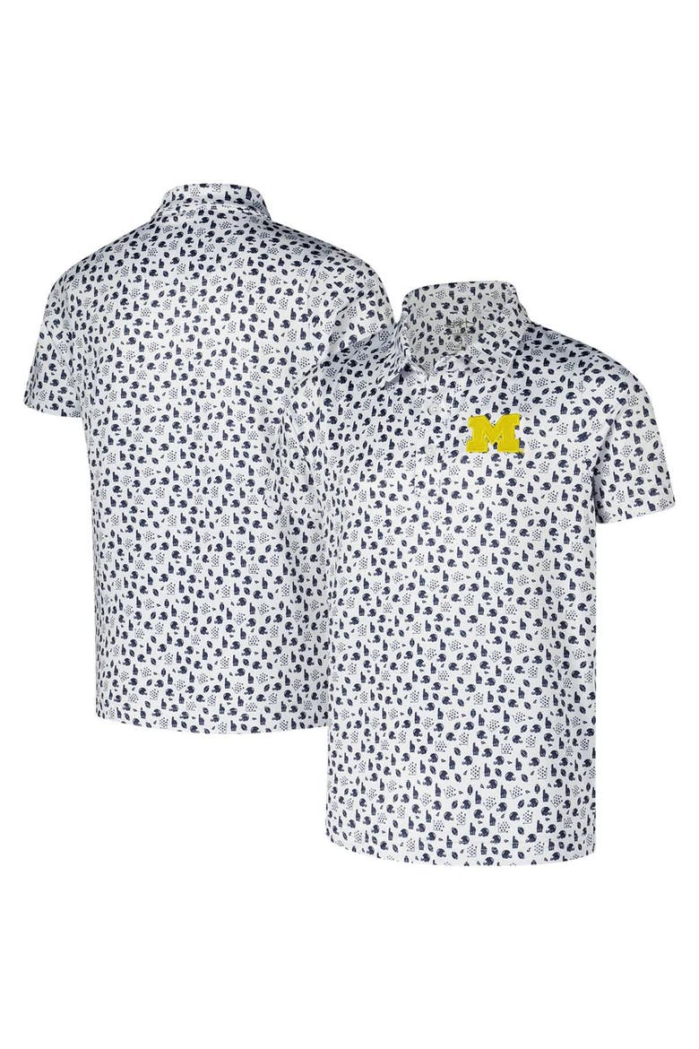 Youth Garb White Michigan Wolverines Earnest Allover Print Polo, Main, color, White