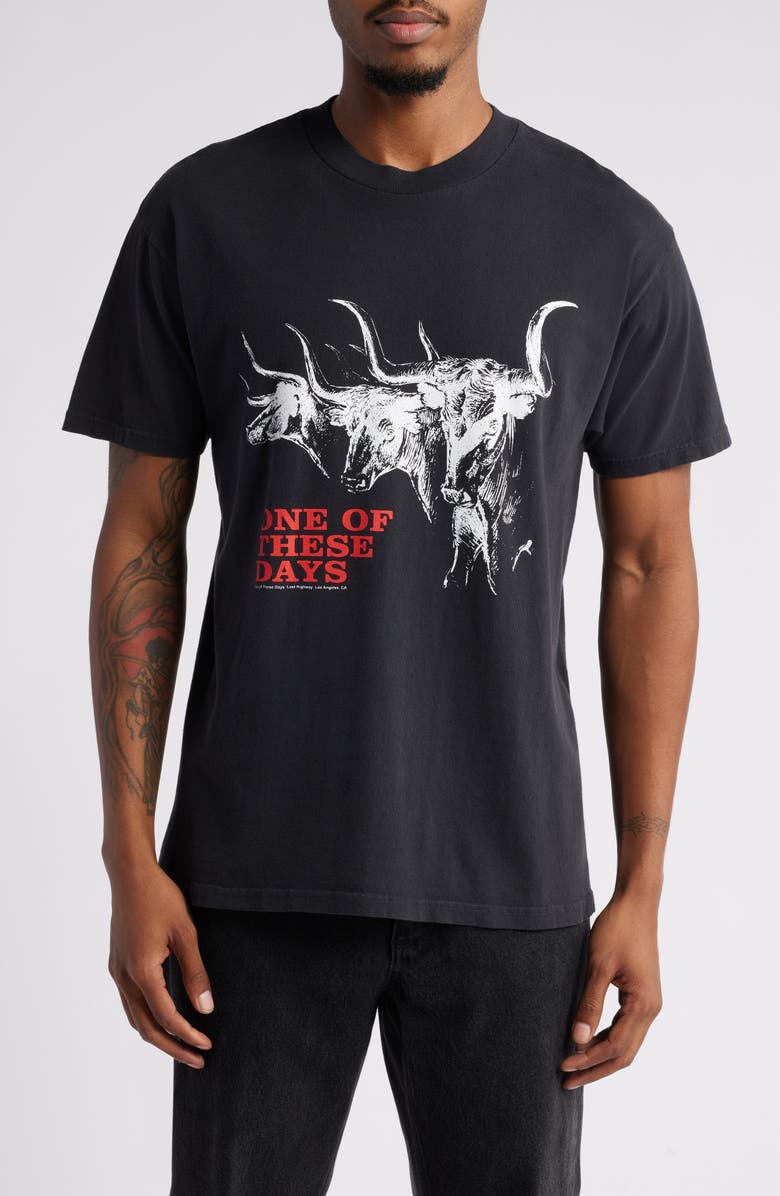 ONE OF THESE DAYS Long Horn Cotton Graphic T-Shirt, Main, color, 
