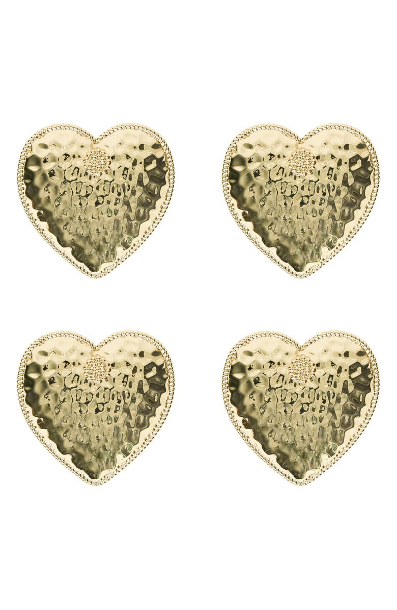 Juliska Berry & Thread Set of 4 Heart Napkin Rings, Main, color, Gold