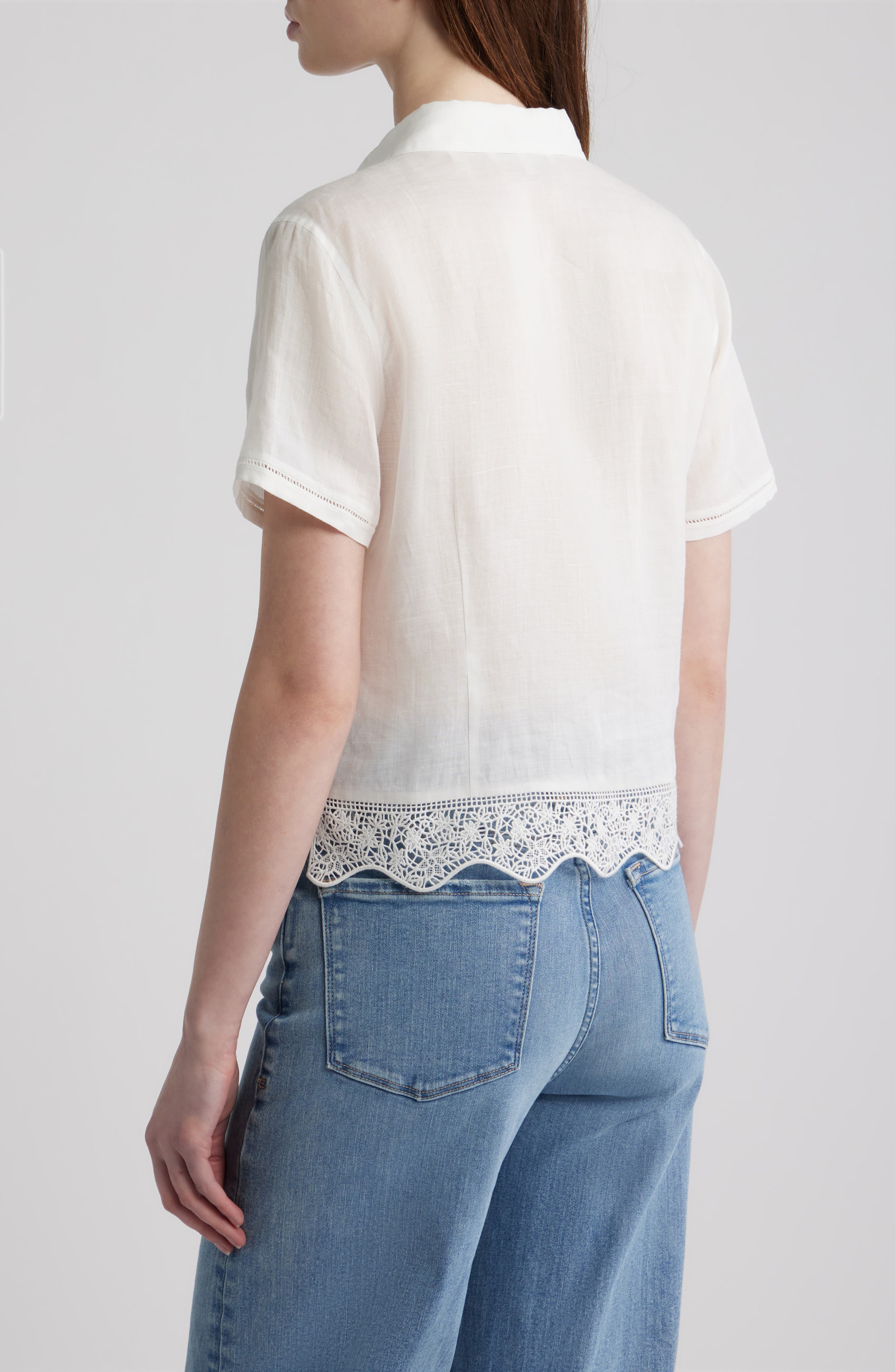 The Embroidered Seaside Ramie Button-Up Top - image 4