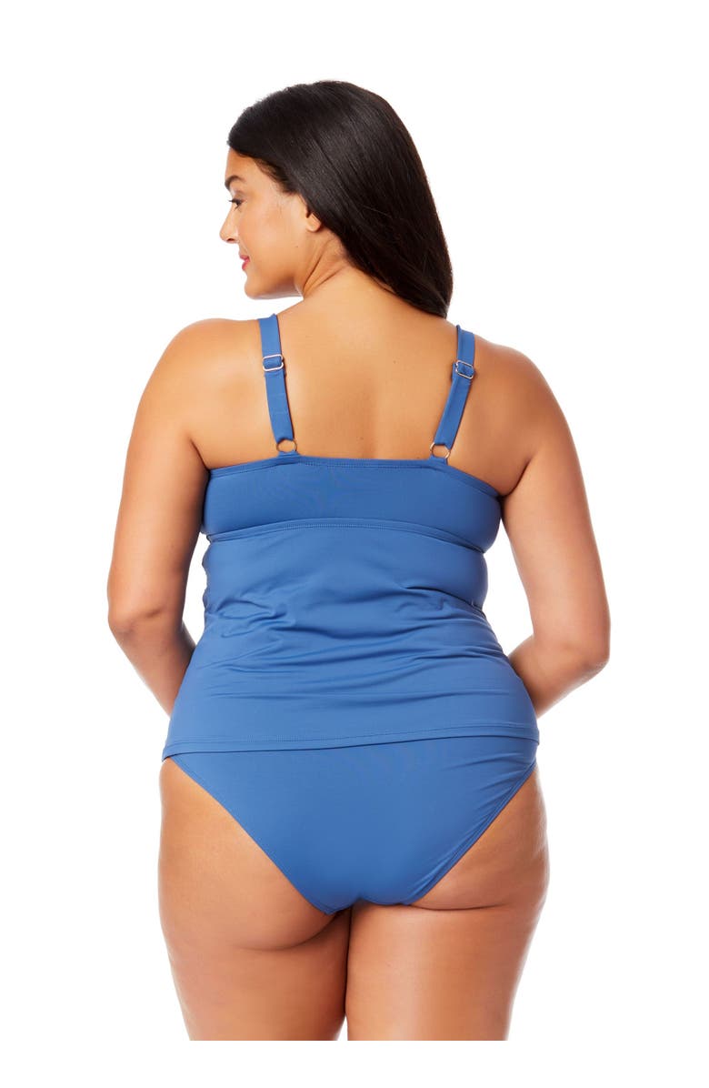 Anne Cole Plus Women's Plus Gradient Floral Twist Front Underwire Tankini Swim Top, Alternate, color, Slate Blue