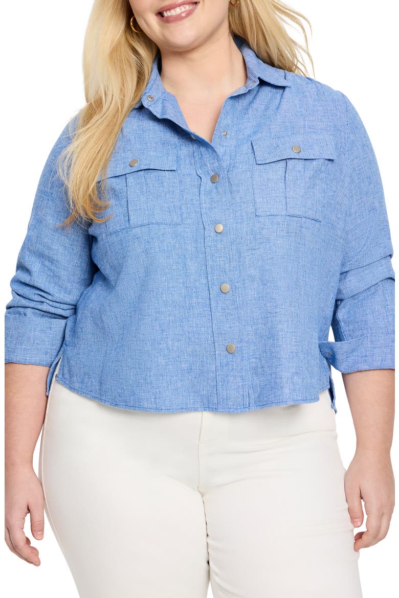 All Around Cotton & Linen Blend Shirt Jacket, Main, color, BLUE MIX