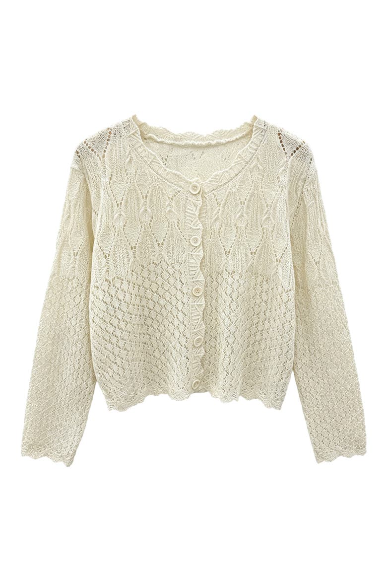 Crochet Cardigan Sweater, Alternate, color, CREAM
