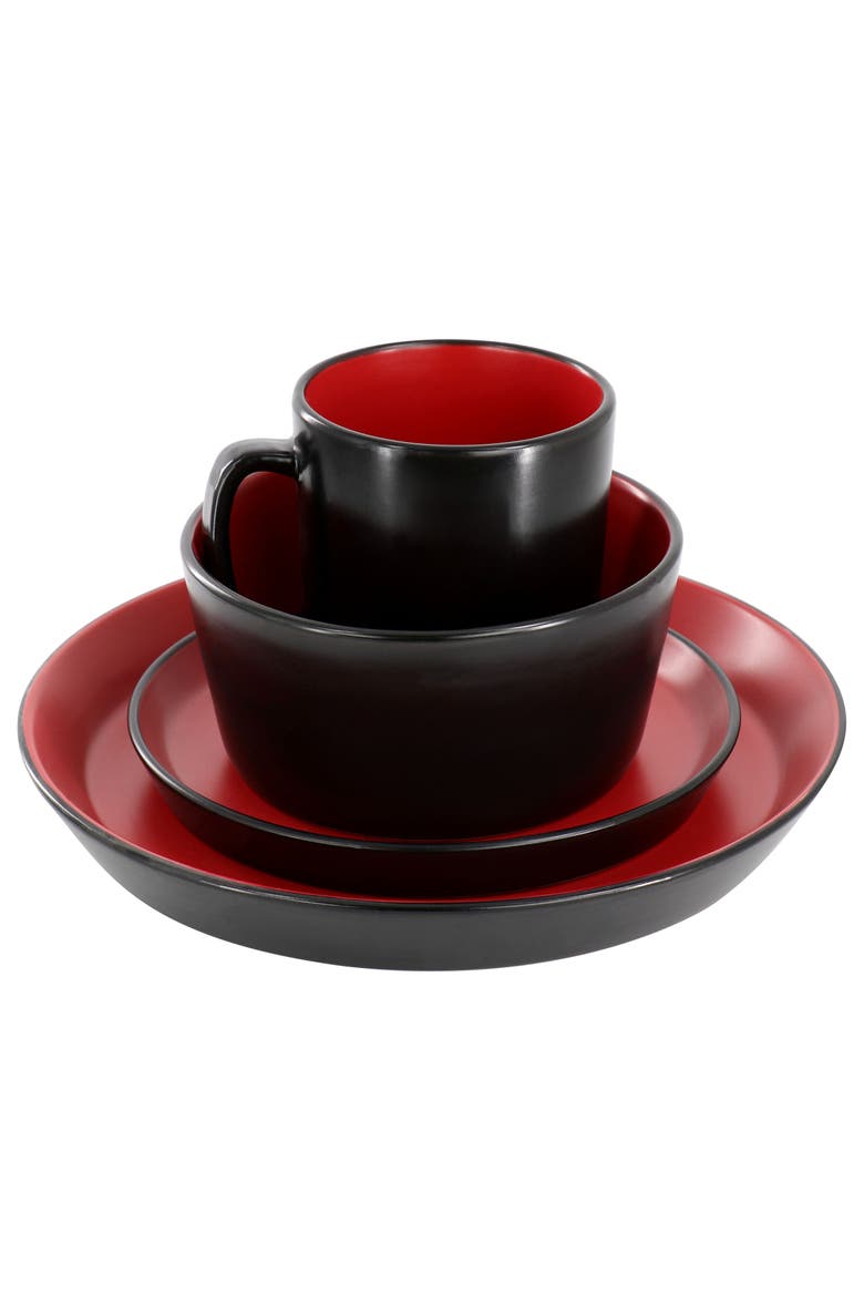 Bacarra 16 Piece Stoneware Dinnerware Set, Alternate, color, Black