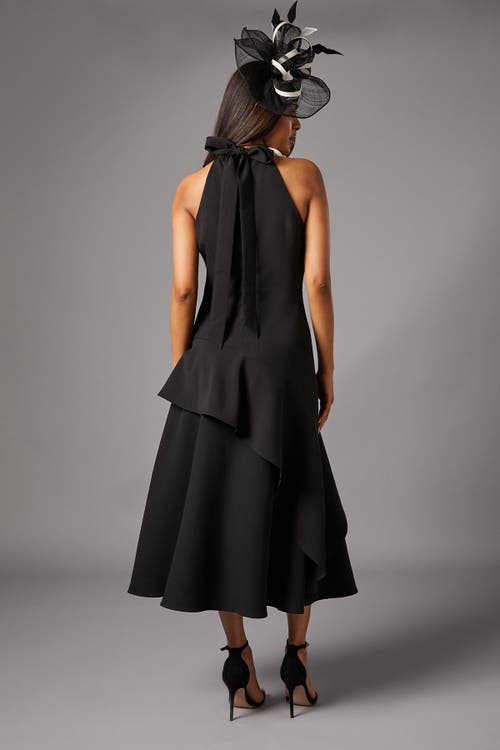 Coast Petite High Neck Corsage Midi Dress In Burgundy