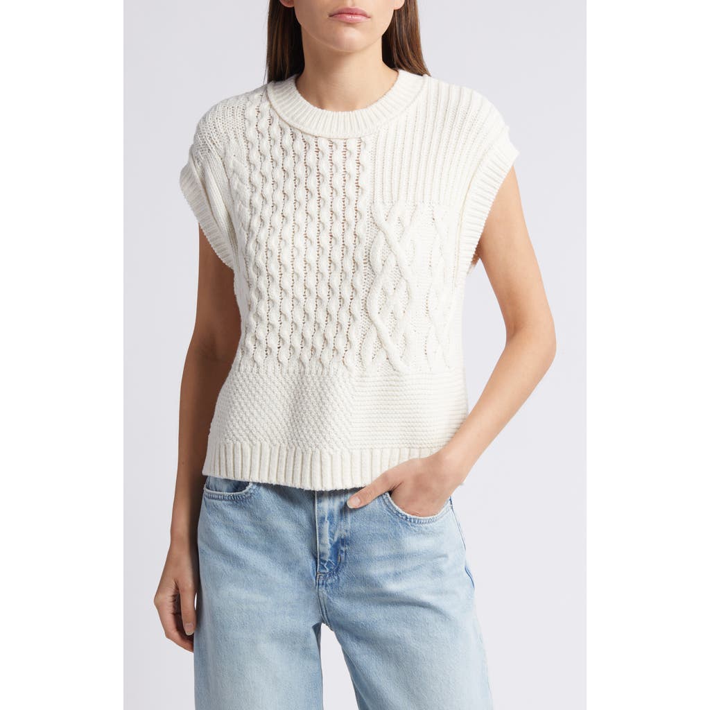 Madewell Patchwork Sweater Vest In Antique Cream
