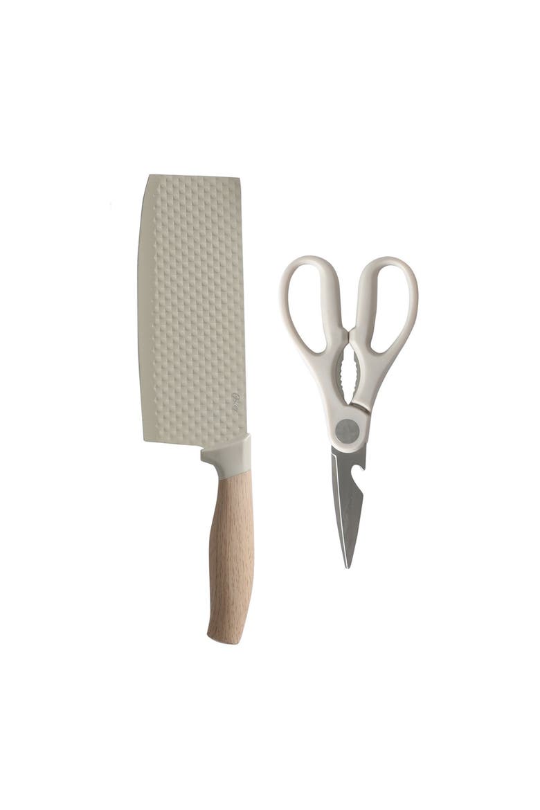 3 Piece Stainless Steel Cleaver and Shears Set, Main, color, Beige