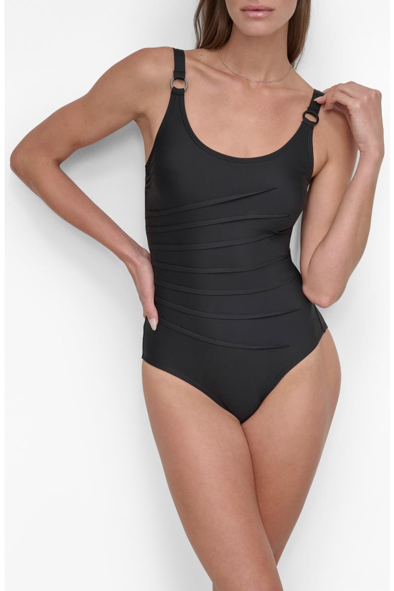 Starburst One-Piece Swimsuit, Main, color, BLACK