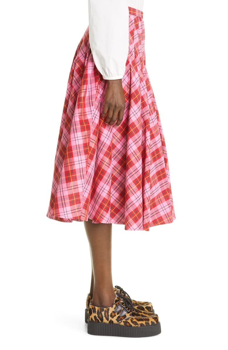 Molly Goddard Henri Tartan Pleated Skirt, Alternate, color, Pink/ Red