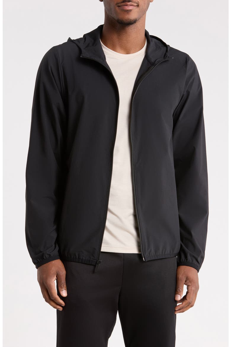 Water Repellent Hooded Jacket, Main, color, BLACK