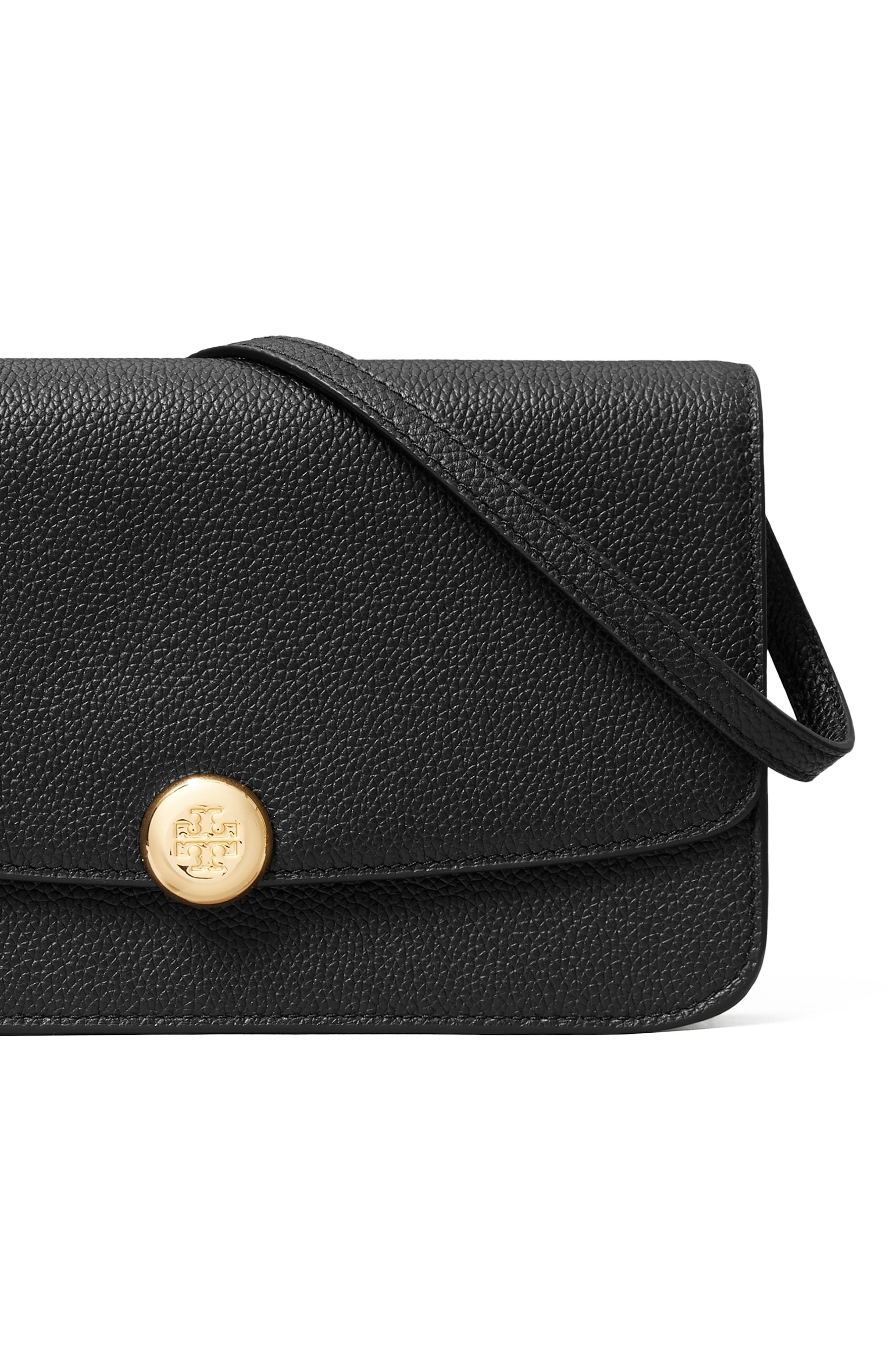 Romy Leather Flap Crossbody, Alternate, color, BLACK