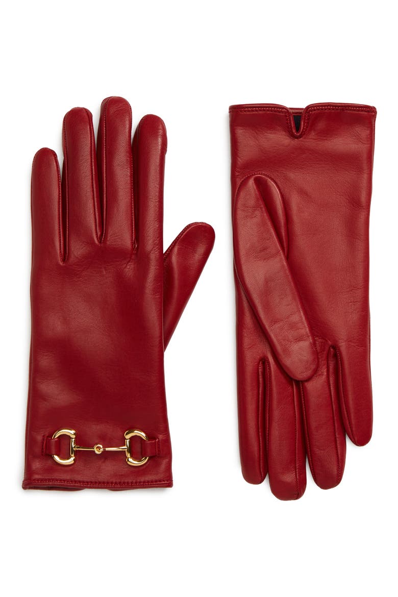 Horsebit Nappa Leather Gloves, Main, color, ROSA