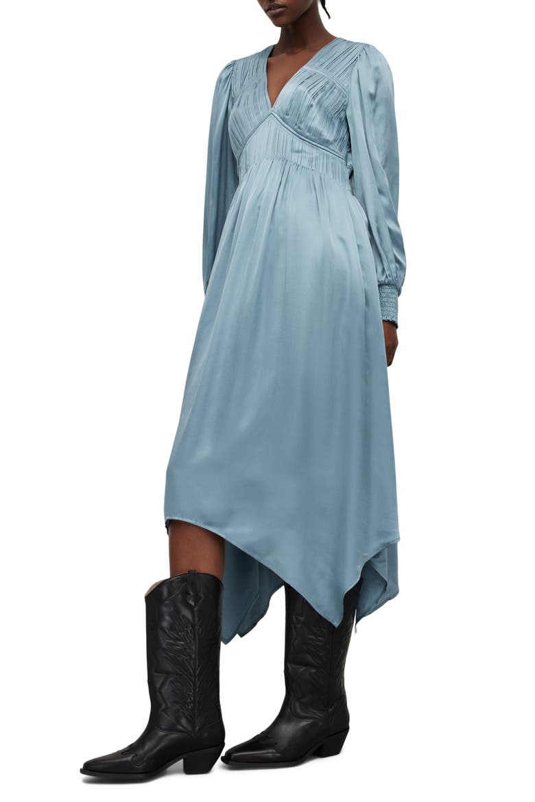 Estelle Long Sleeve Asymmetric Hem Dress, Alternate, color, BLUE SLATE