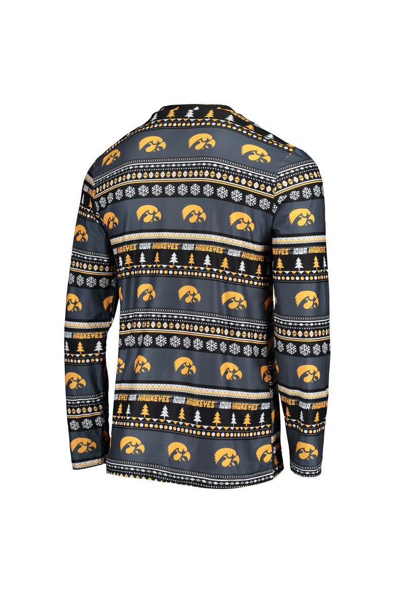 Men's Concepts Sport Black Iowa Hawkeyes Ugly Sweater Long Sleeve T-Shirt and Pants Sleep Set, Alternate, color, Black