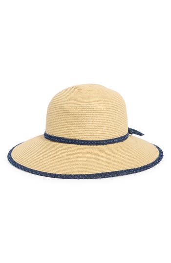 NINE WEST NINE WEST DENIM BOW STRAW HAT