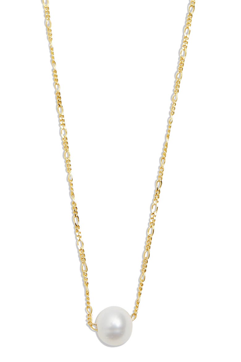 Cultured Pearl Figaro Chain Necklace, Alternate, color, GOLD