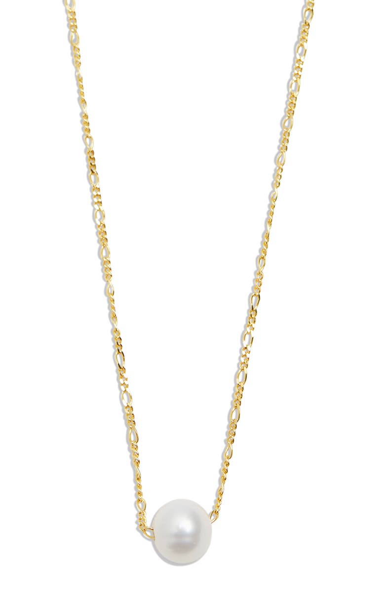 Argento Vivo Sterling Silver Cultured Pearl Figaro Chain Necklace, Alternate, color, Gold