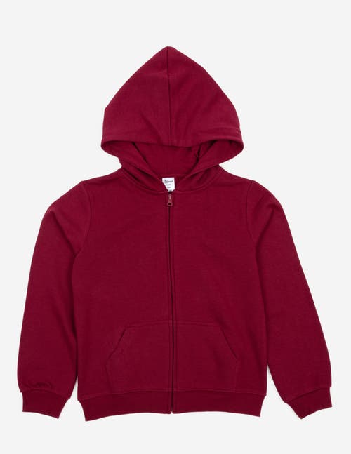 Leveret Kids Zip-up Sweatshirt Hoodie, Cotton Blend, Solid Colors In Burgundy