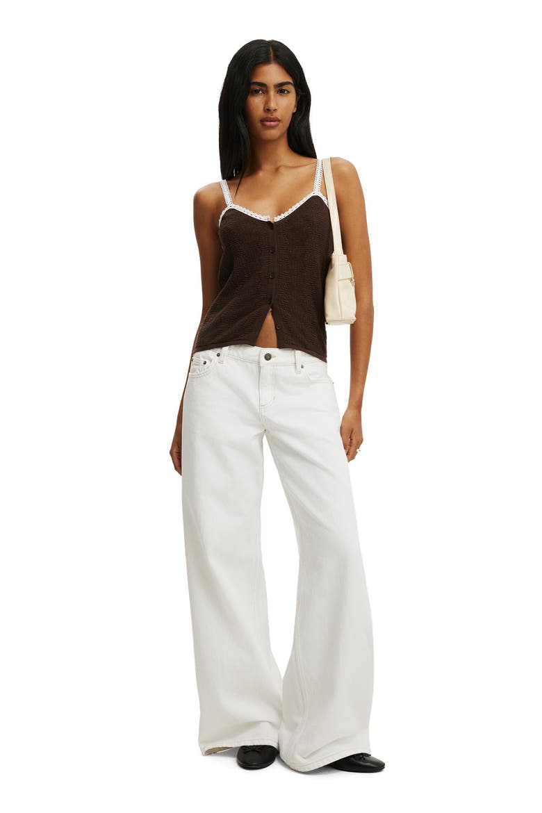Women's Knit Button Through Cami, Alternate, color, Dark Oak