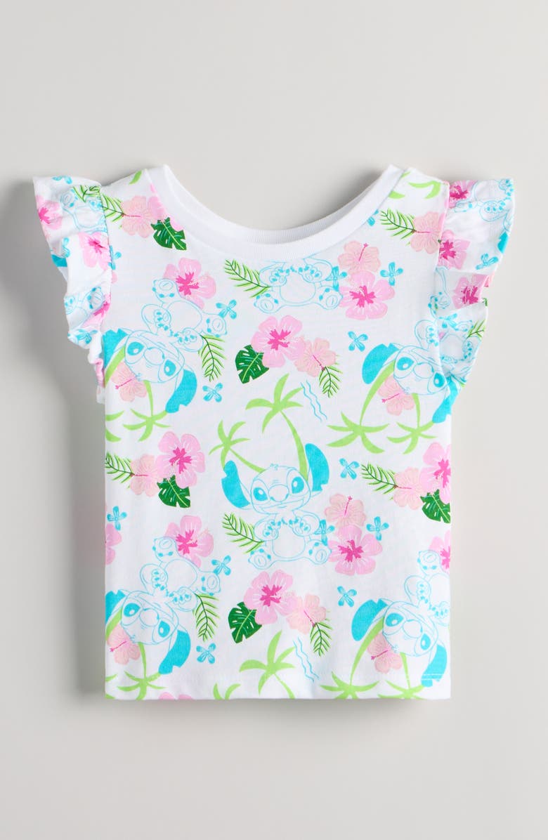 Tucker + Tate Kids' Ruffle Sleeve Cotton Graphic T-Shirt, Main, color, White Tropical Lilo