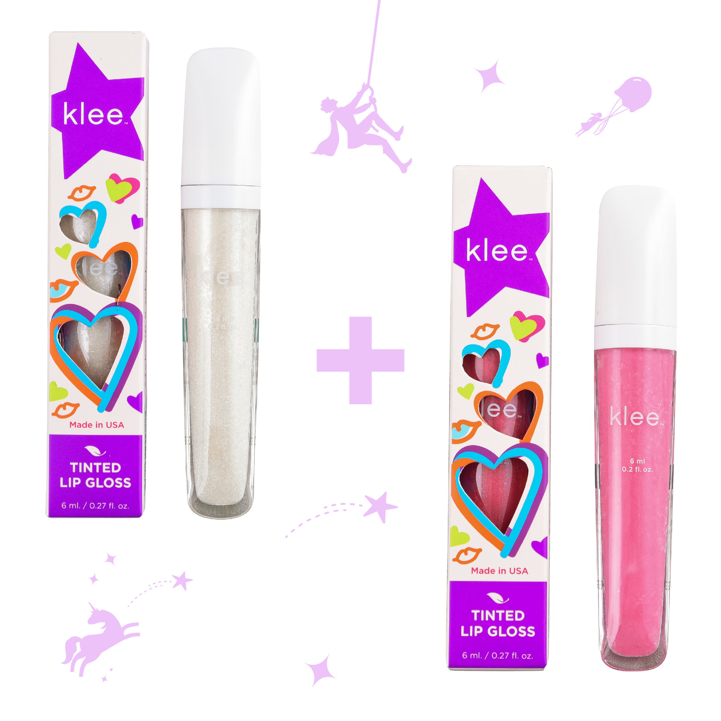 Klee Naturals Brighton Ensemble and Vail Tempo - Kids' Tinted Lip Gloss Bundle in Pink 