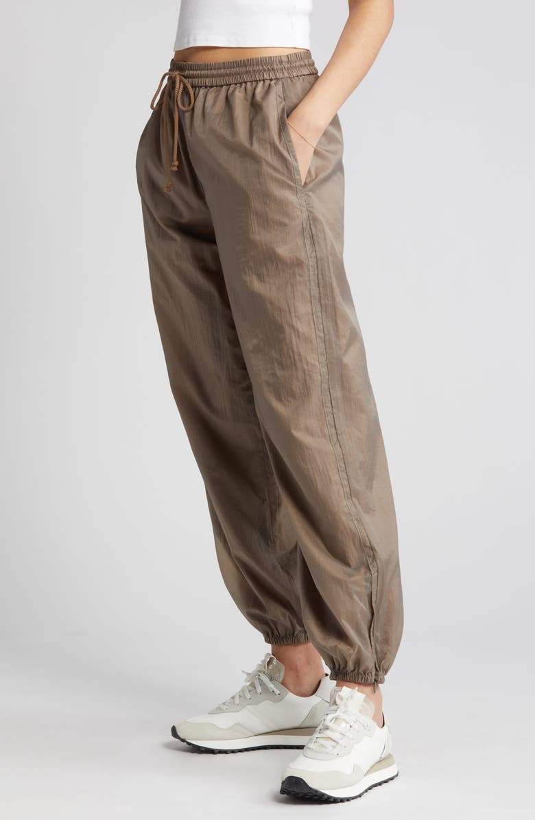 Open Edit Woven Nylon Joggers, Alternate, color, Brown Walnut