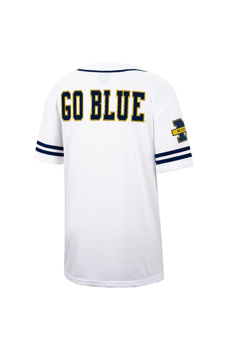 COLOSSEUM Men's Colosseum White Michigan Wolverines Free Spirited Mesh Button-Up Baseball Jersey, Alternate, color,