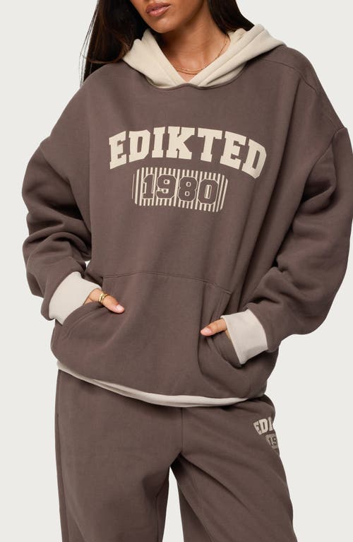 Edikted 1980 Oversized Colorblock Hoodie In Brown