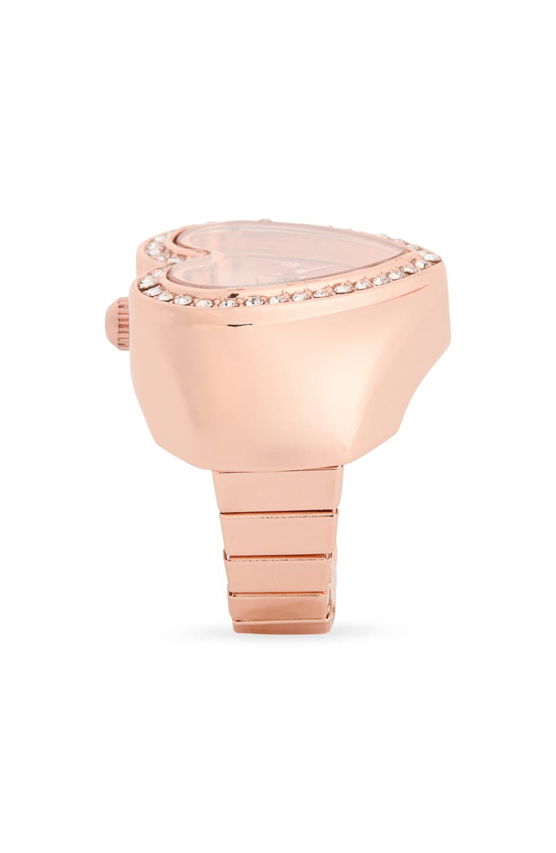 Jessica Simpson Crystal Heart Ring Watch, Alternate, color, Rose