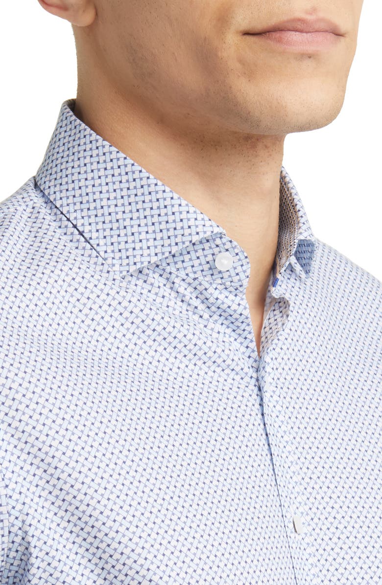 Brax Harold Print Hi Flex Stretch Cotton Button-Up Shirt, Alternate, color, Anchor