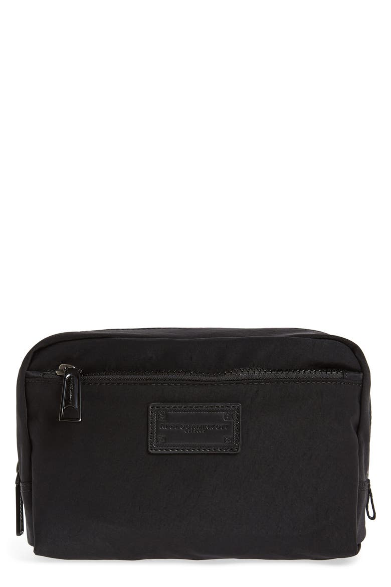 Nylon Cosmetics Pouch, Main, color, BLACK