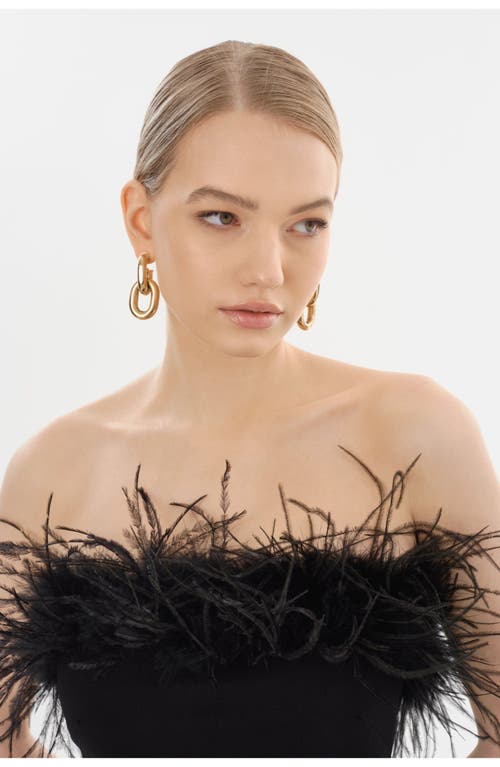 Lamarque Freya Strapless Feather-trim Midi Dress In Multi