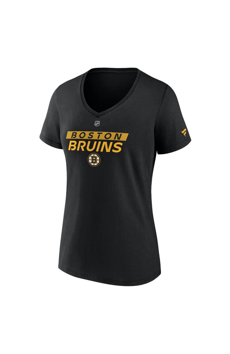 FANATICS Women's Fanatics Black Boston Bruins Authentic Pro Core Primary V-Neck T-Shirt, Alternate, color, Black