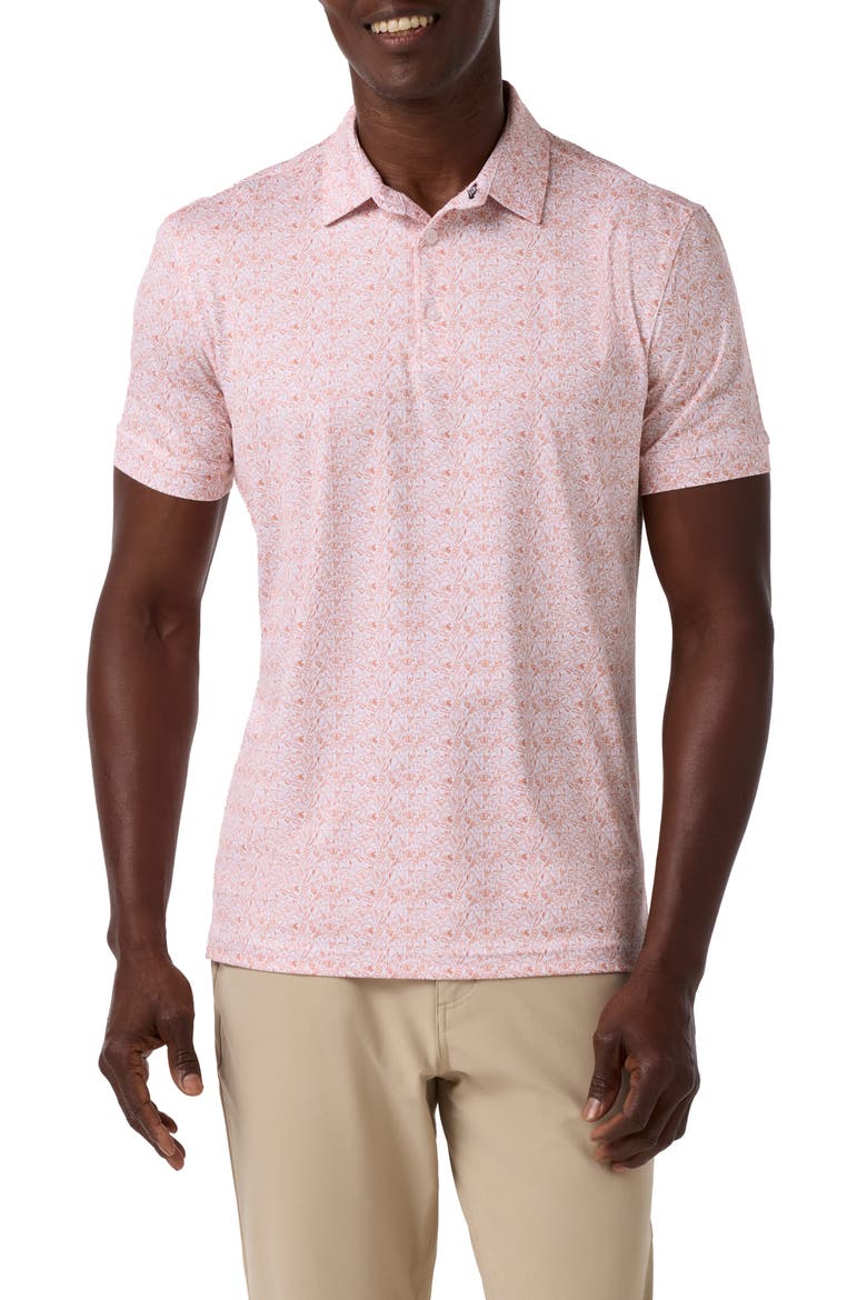 Halyard Trim Fit Short Sleeve Performance Button-Up Shirt, Main, color, BURNT ORANGE TOSSED TAILGATE