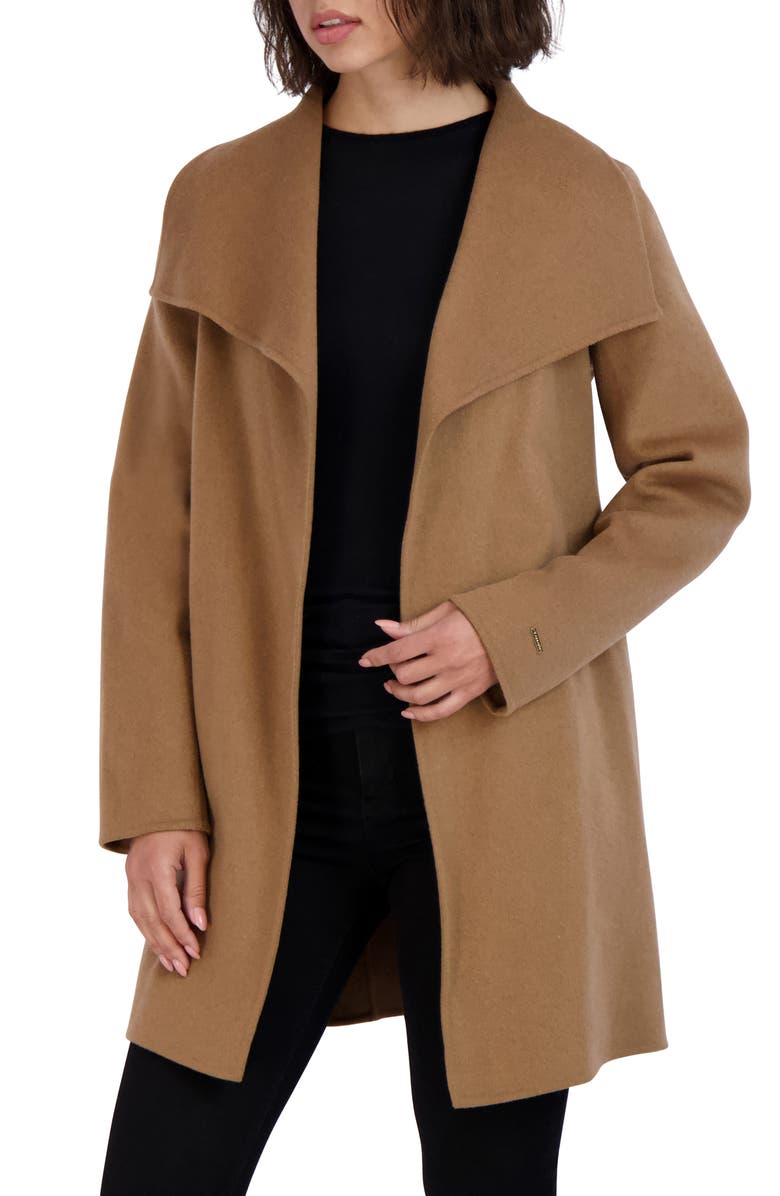 Tahari Ella Tie Belt Wool Blend Coat, Alternate, color,