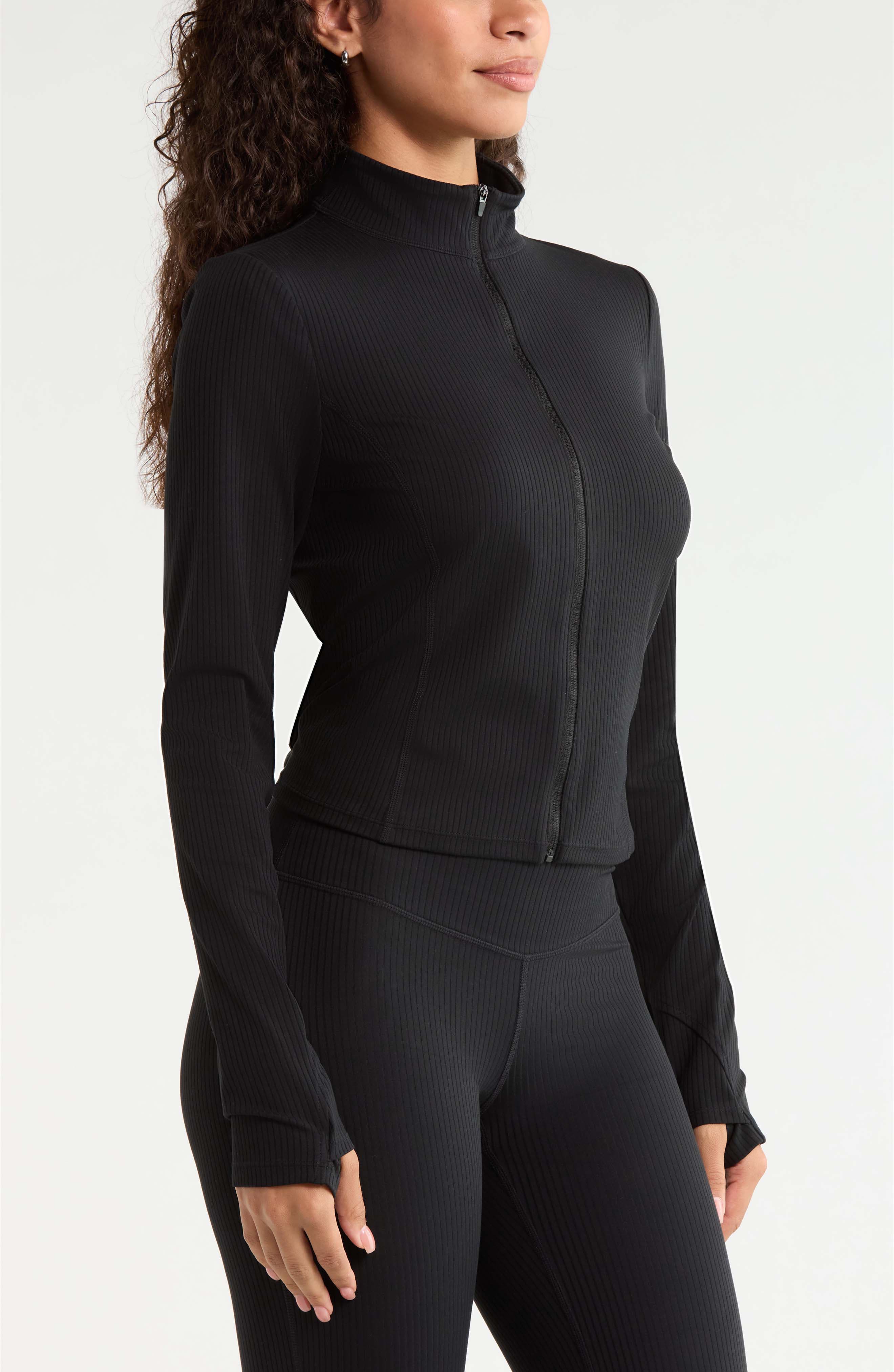 Zella Thrive Rib Full Zip Jacket (Women) | Nordstrom