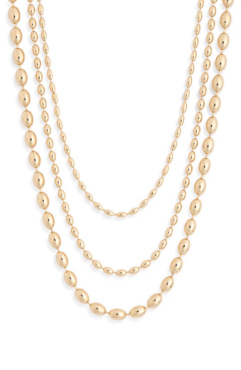 Triple Row Bead Chain Necklace