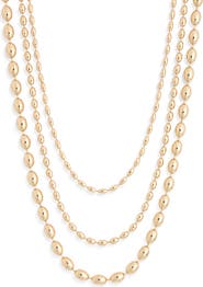 Leith Triple Row Bead Chain Necklace