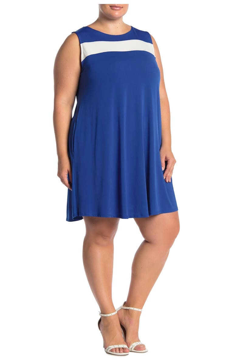 Nina Leonard Sleeveless Jewel Neck Miracle Dress, Main, color,