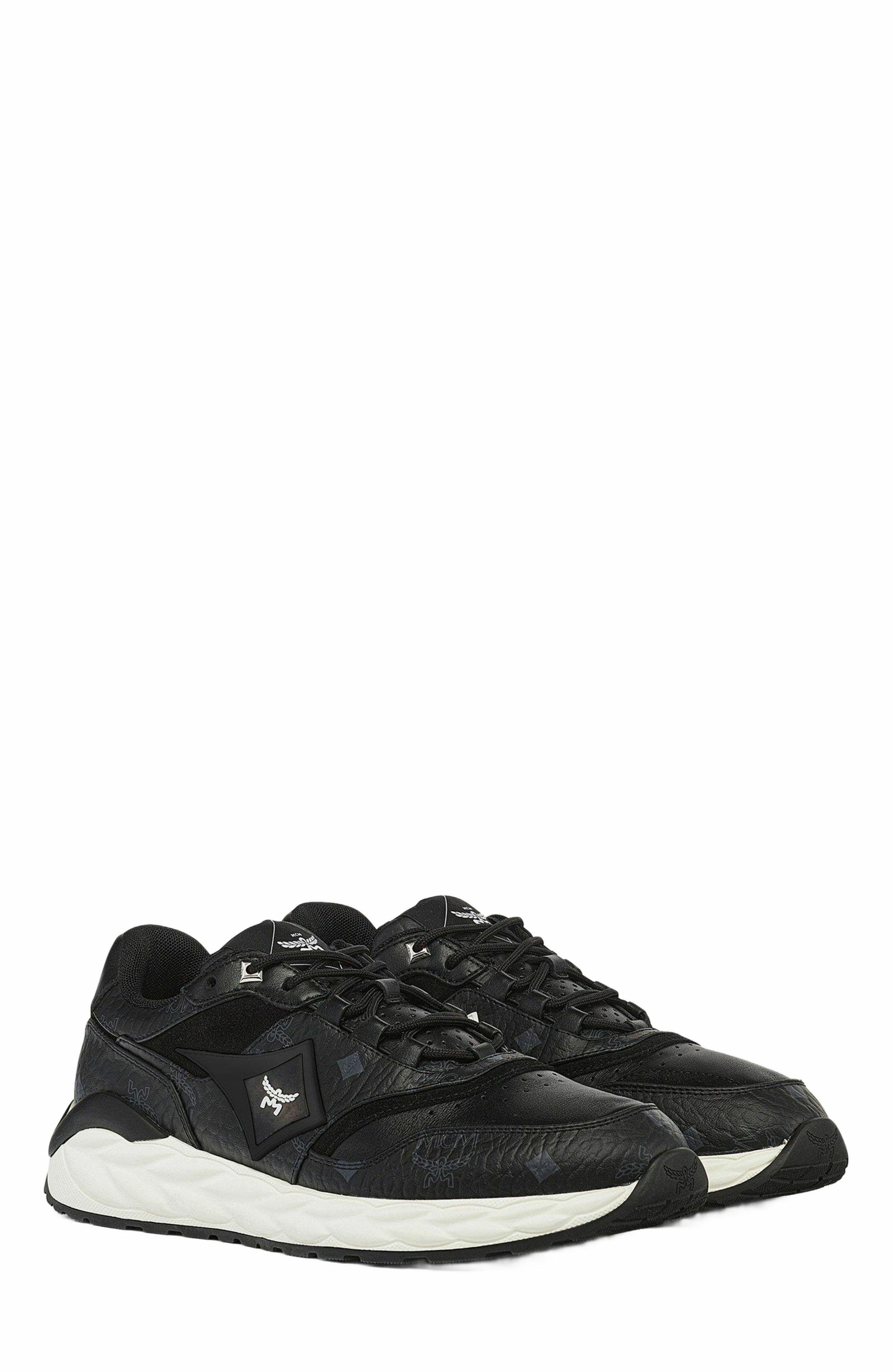 MCM Skywander Sneakers in Visetos, Main, color, Black