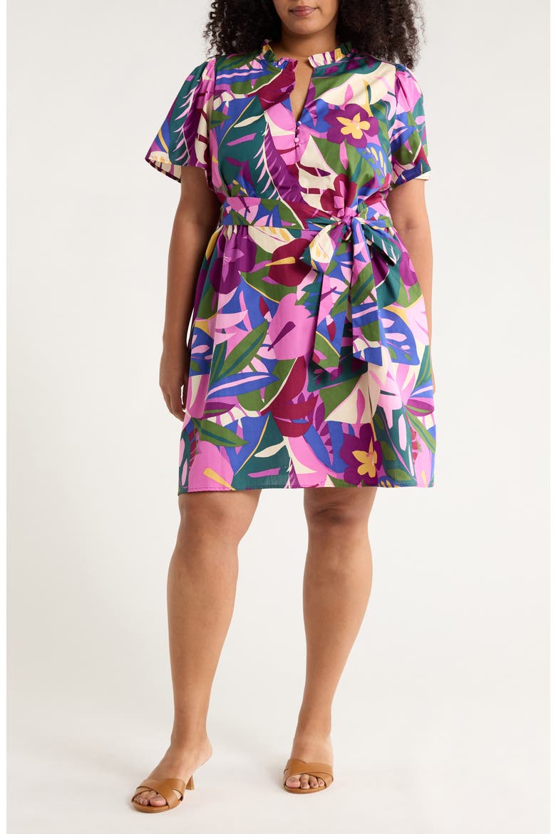 Blain Floral Ema Belted Dress, Main, color, PURPLE MULTI