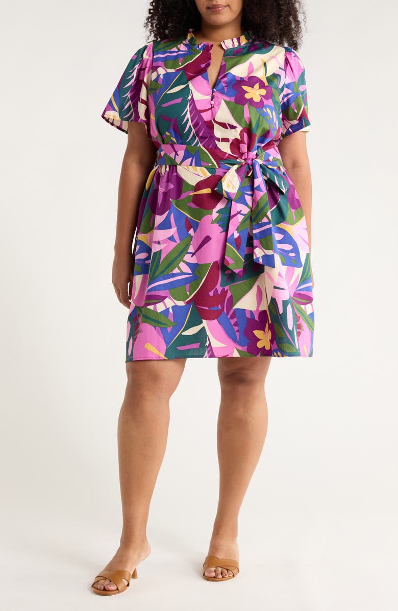 SUGARLIPS Blain Floral Ema Belted Dress, Main, color, Purple Multi