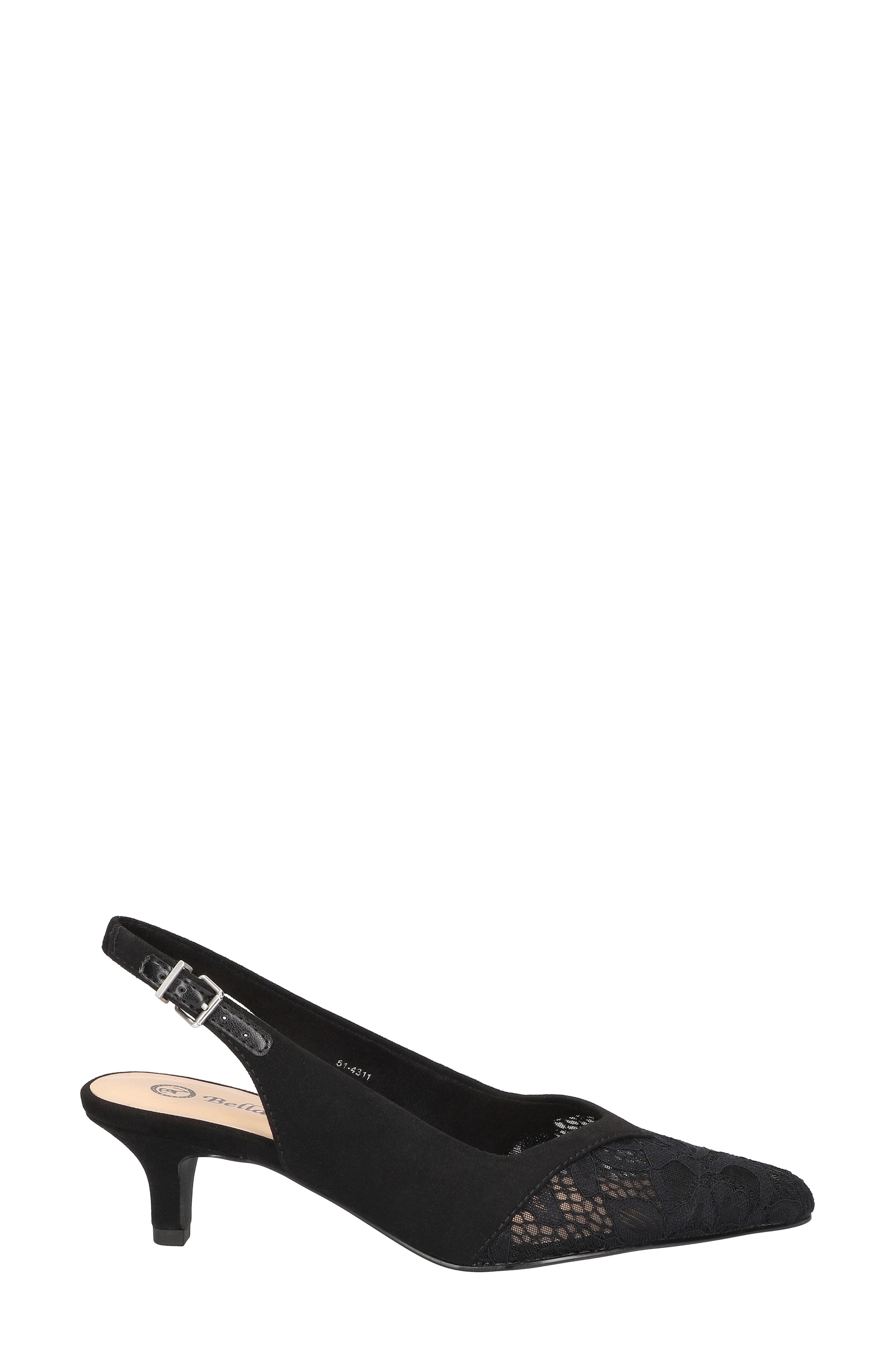 Bella Vita Marquette Pointed Toe Slingback Pump, Alternate, color, Black Suede