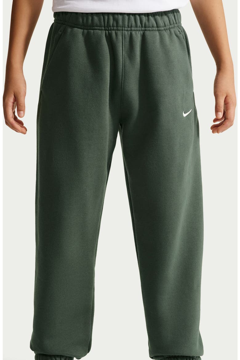 Kids' Solo Swoosh Fleece Cuffed Pants, Alternate, color, 303 CAMO GREEN/SAIL