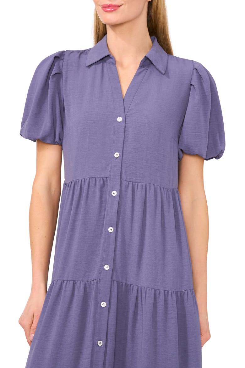 Tiered Midi Shirtdress, Alternate, color, BRISK BLUE