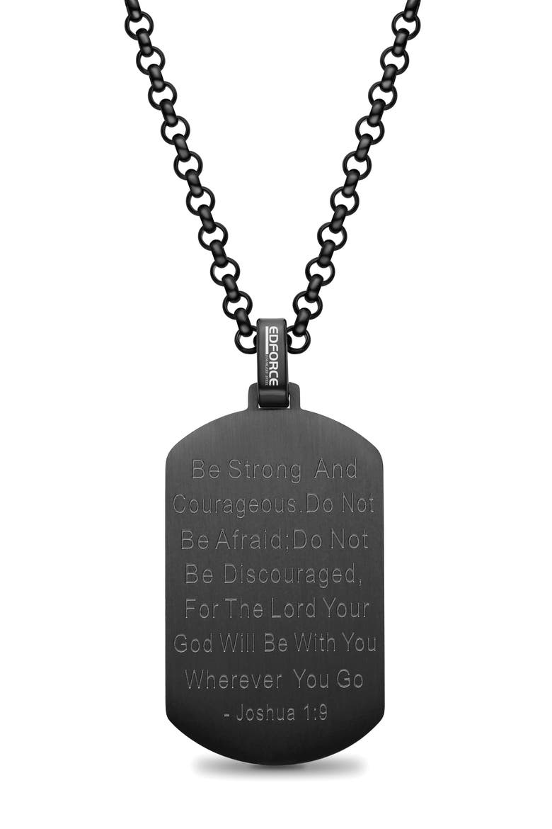 Men's Prayer Dog Tag Pendant Necklace, Alternate, color, BLACK