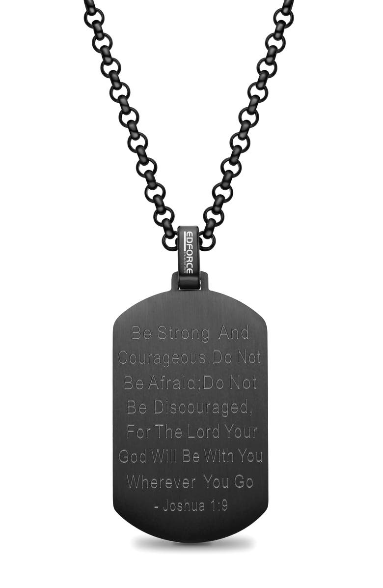 EDFORCE Men's Prayer Dog Tag Pendant Necklace, Alternate, color, Black