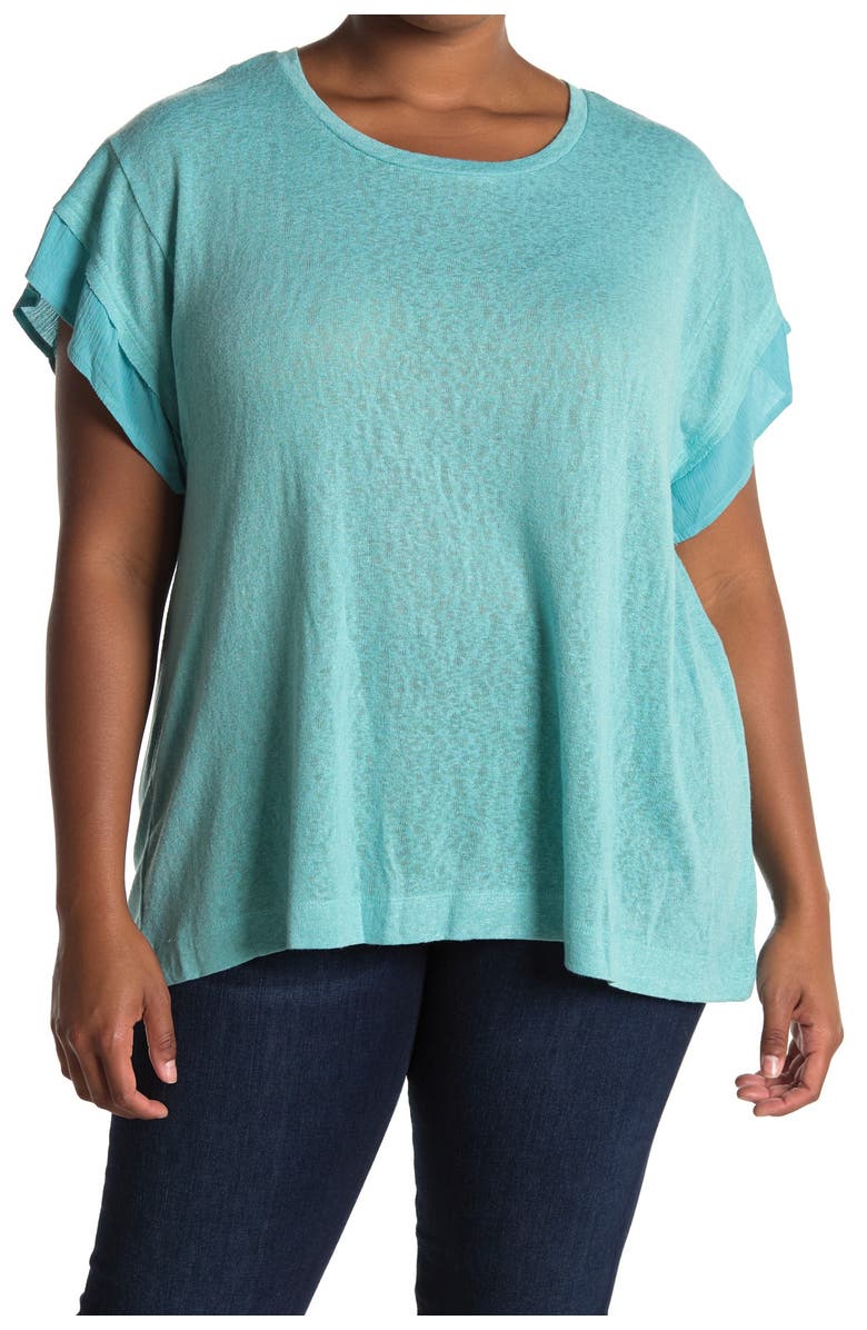 Bobeau Madeline Contrast Stitch Tee, Main, color, 
