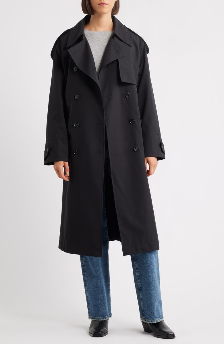 Bernardo Belted Trench Coat, Alternate, color, Black